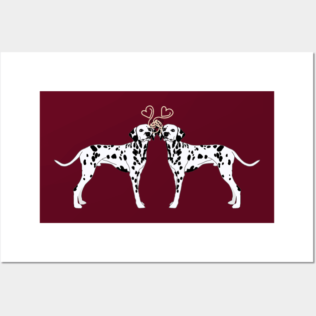 Dalmatian Dogs with Heart Noodles Valentine's Day Theme Wall Art by Seasonal Dogs